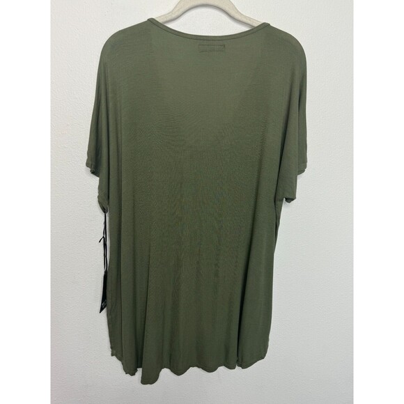 Michael Lauren Medium Revolve Ribbed Oversized Shirt Olive Green V-Neck NWT - Picture 9 of 9